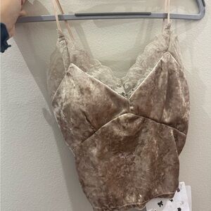 Velvet Lace Trim Cami Top